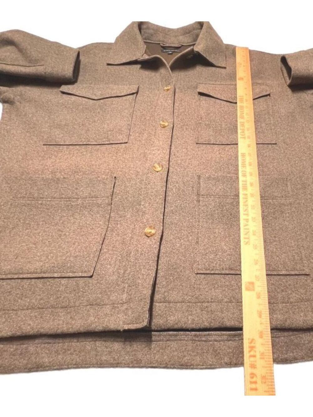 Banana Republic Wool Look Shacket Jacket Brown Oversized Utility Workwear XL - Picture 6 of 8